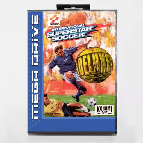 International Superstar Soccer Deluxe with EUR/BR Box for 16 Bit Sega MD game Cartridge Megadrive Ge
