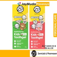 ZP Zennlab & Pharmasen Multivitamin Kids Toothgel 60g Melon Peach Toothpaste Food Grade Ubat Gigi
