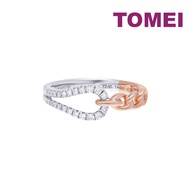 TOMEI Binding With Togetherness Ring, White+Rose Gold 585