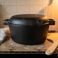 Multi-Purpose Two Handle Dutch Oven Long-Lasting Cast Iron Dutch Oven Heat Retention for Stewing, Fr