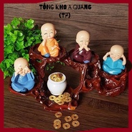 SET OF 4 LITTLE Monks AS A LUXURY MEANINGFUL GIFT - Feng Shui Little Monk Statue, SET of 4 Mini Car 