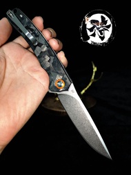 มีดพับพก​พา คาร์บอน​ไฟเบอร์​ ระบบไลเนอร์ล็อค​ เหล็ก​ D2