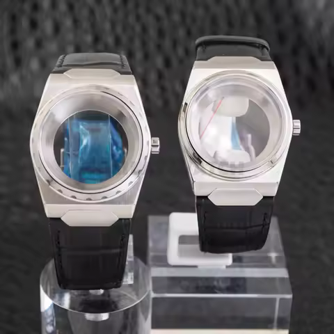 VC222 Stainless Steel Case Genuine Leather Strap 10ATM Waterproof Case 37mm Watch Case Sapphire Glas