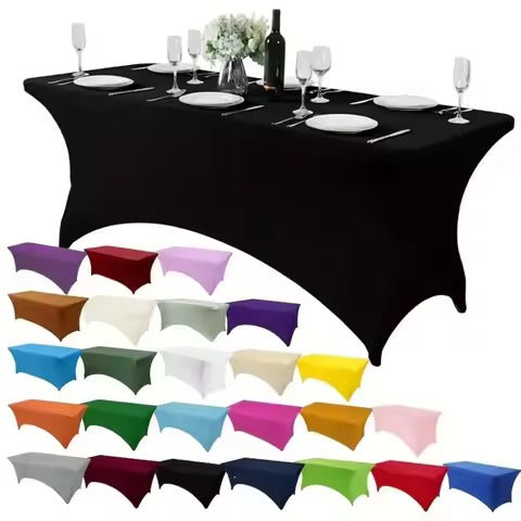Black 4/6FT High Stretch Tablecloth Washable Elastic Bed Cover Universal Rectangular Table Cloth Wed