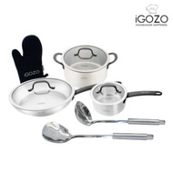 iGOZO Elite 304 Stainless Steel Cookware Set (Free Stainless Steel Spatula + Soup Ladle + Kitchen Glove)