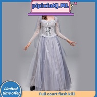 []-Women Halloween Dead Bride Costume Ghost Corpse Bride Corset Dress and Veil Floral Headband Outfi