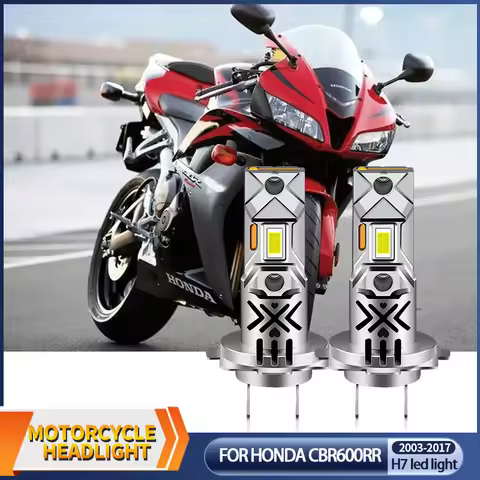 1/2Pcs 12V Motorcycle 60W White 12000lm H7 LED Headlight Bulbs 6000k CANbus For Honda CBR600RR 2003-