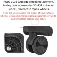 2pcs POLO CLUB SD-231 Universal Luggage Wheel Replacement - 60mm Silent Trolley Case Caster Wheels f
