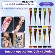 WLEARE Henna Tattoo Cream, Easy-To-Use Semi-permanent Henna Paste Cone, Henna Tattoo Cream Black Bro
