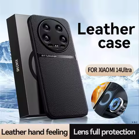 High Grade Luxury Magnetic Car Holder Leather Case For Xiaomi 14 Ultra Xiaomi14 Ultra Silicone Prote
