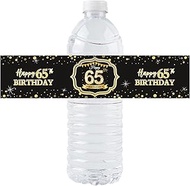 36 Pack of Happy 65th Birthday Watter Bottle Label Stickers for 65th Birthday Party Decoration (Blac