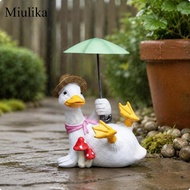 Miulika Duck Statue with Umbrella Lightweight Duck Sculpture Holding Umbrella Weatherweather-Resilie