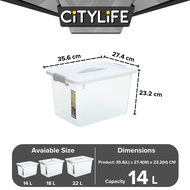 Citylife 14L Stackable Storage Container Box With Retractable Handle Plastic Container X-6262