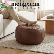 MENGXUAN Seat Cushion Cover, Large Capacity Faux Leather Pumpkin Pouf Cover, Leg Bench Round Unstuff