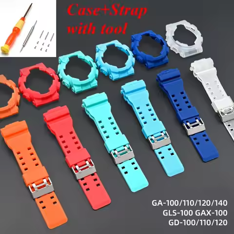 For Casio G-Shock GA100/110/120/140 GD100/110/120 GAX100 GLS100 Watch Case Strap Set Watchband Wrist