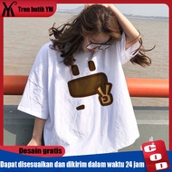 KATUN YM Trendy White Short Sleeve T-Shirt, Oversize 100% Cotton 2025 Round Neck, Ins Women
