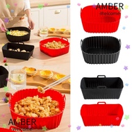 AMBER Oven Liner, Reusable Black Red Silicone Air Fryer Liners, Air Fryer Accessories for 4-7 QT wit