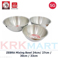(Bundle of 2) ZEBRA Stainless Steel Mixing Bowl 24cm / 27cm / 30cm / 33cm