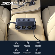 SEAMETAL 128W Car Charger Splitter DC12V-24V Fast Charging Lighter Adapter 3USB QC3.0 PD30W