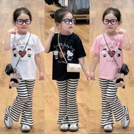 4-15 YEARS OLD short sleeve children's clothing set with hellokitty print in cool fabric and comfort