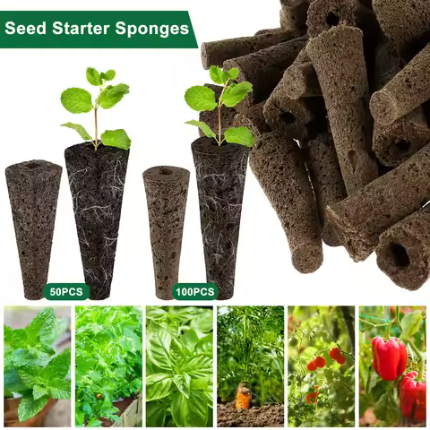 50/100 Pcs Grow Sponges Compatible with Seedling Starter Sponges Kit Reusable Seed Pods for Hydropon