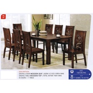 Fully Solid Wood 1+8 Dining Table Chair Set (Walnut Colour) Pre Order 1 Week