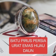 batu pirus Persia urat emas hijau daun