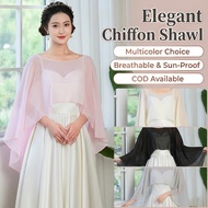 Chiffon Shawl For Wedding Dress Elegant Cloak Bridal Cape Church Wear Evening Sunproof Bolero