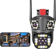 Quanmin 4K 8MP Outdoor Security Camera Wireless WiFi, 360° PTZ Surveillance with 10X Zoom, Motion De