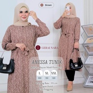 Baju Anessa Tunik Motif Bunga Floral Long Tunik Rayon Premium