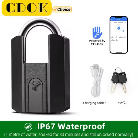 IP67 TTLock Bluetooth APP Smart Padlock Fingerprint Lock Keyless Mini Bag with Aleax Google Home Ele