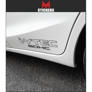 2PCS HONDA I-VTEC SOHC CAR STICKER DOOR SIDE CITY CIVIC ACCORD CRV CRZ HRV JAZZ FIT GM6 FK8 FC FB FD