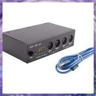 (GPBS) MIDI Box Musical Instruments USB MIDI Interface Merge Thru Box 64 MIDI Channels