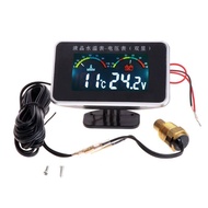 2 in 1 LED Car Gauge วัดความร้อน เกจวัดอุณหภูมิหม้อน้ำ ความดันไฟแบตเตอรี่ 12V 24V โวลต์มิเตอร์ เกจวัดความร้อนมีเสียงเตือน