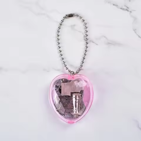 Mini Acrylic Music Box Keychain Multicolored Handy Crank Mini Music Box Mechanical Movement Musical 