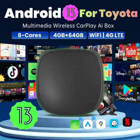Android 13 Wireless CarPlay TV Box 4G LTE GPS For Netflix YouTube For Toyota RAV4 Camry Corolla Crow