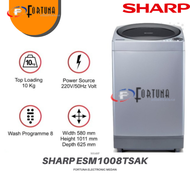 MESIN CUCI SHARP TOP LOADING (10KG) ES-M1008T-SAK / ESM1008TSAK || MEDAN FREE ONGKIR