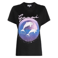 Country Now GANNI Dolphin Pattern Printed Short-Sleeved T-Shirt