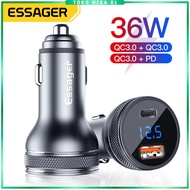 ESSAGER Car Charger Fast Charging PD QC 3.0 USB Type C Port 36W - ECCPQ-JG0G