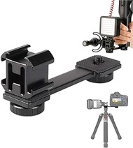 Triple Cold Shoe Mount Plate Vlog Microphone Flash Light Stand Extension Bracket for Zhiyun Smooth 4/Q, DJI OSMO Mobile 2 and Feiyu Vimble 2 Axis Gimbal Stabilizer