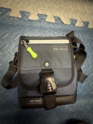 ZIP-ZONE Navy Blue Crossbody Bag with Yellow Accents