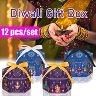 12 Boxes Diwali Gift Boxes Deepavali Hex Candy Cookies Box Deepavali Festival Party Gift Wrapping