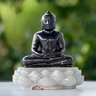 พระบูชา พระพุทธรูป พระแกะสลัก รูปทรง พระแก้วมรกต ปางนั่งสมาธิ แร่ไพไรต์ Pyrite หน้าตัก 3 นิ้ว สูง 5 