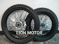 paketan velg sama ban trail KLX CRF ring 18 21 dan 16 19 trail sepaket sama ban bonus piringan depan belakang PNP