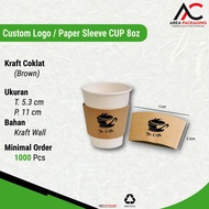 Sleeve Paper CUP Carton 8oz  / Slevee Karton Paper CUP 8oz - Cetak Custom Logo