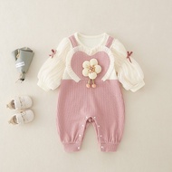 Bé Bộ đồ áo liền quần cho bé gái quần áo dài tay Mùa Thu áo liền quần 0-2 năm cô gái dễ thương sọc b