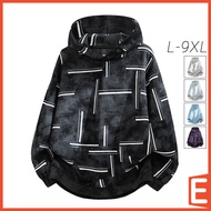 [L-9XL] Plus Size Hoodie Men Casual Loose Long Sleeve Hooded Print Tops with Pocket Spring Autumn St