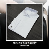 French Cuff Shirt เสื้อเชิ้ตเฟรนช์คัฟ ใส่กระดุมข้อมือคัฟลิงก์ Cufflinks สีขาว ปก Spread Collar (แถมฟ
