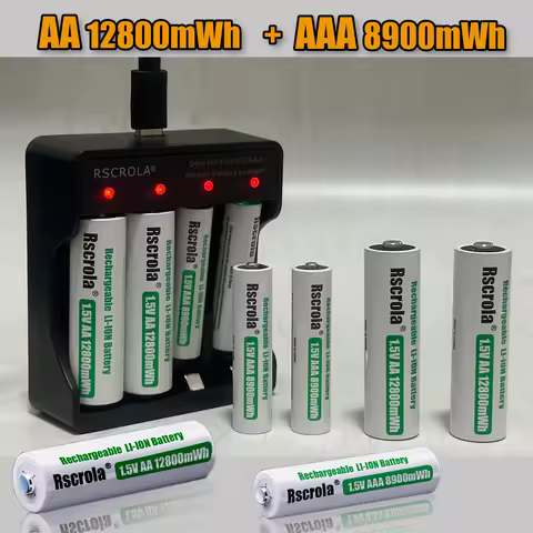 2025 Hot 1.5V AA12800+AAA8900 Rechargeable Li-Ion Battery AAA AA Lithium ion Batteies , USB Charger 