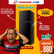 Hisense Peti Sejuk 240L Refrigerator Inverter Black Twin Door Fridge Refrigerator 冰箱
